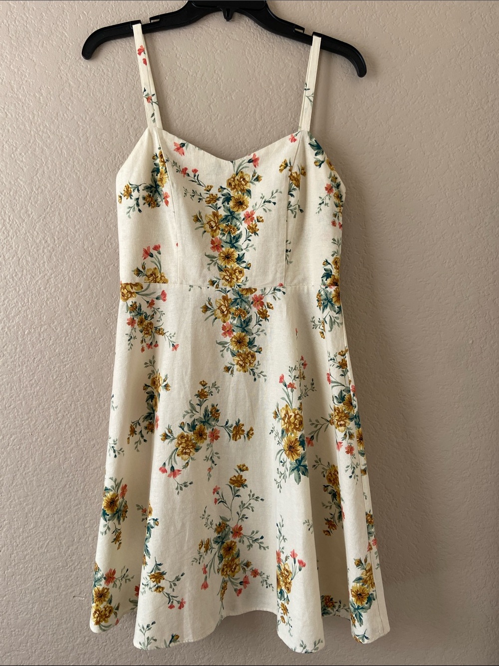 Old Navy Cream Sundress with Yellow & Pink Floral Print, women’s size M